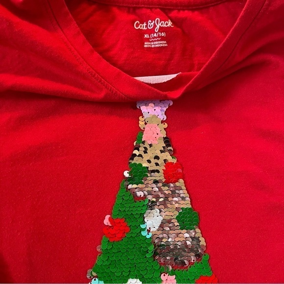 Cat & Jack bundle of 2 Halloween and Christmas themed shirts size 14/16 - Picture 4 of 6